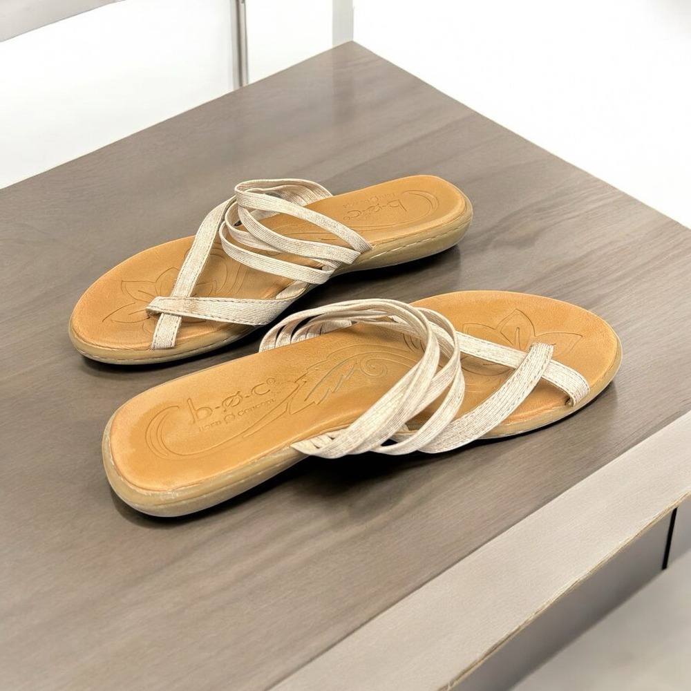 Born BOC Sandals Women's Beige Thong Cross Flip Flop Strappy Sandals Size 7M